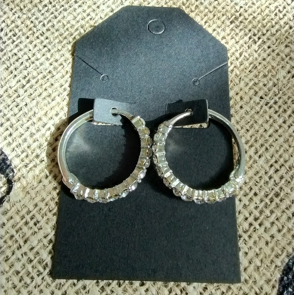 Rhinestone Hoop Earrings - Picture 4 of 13